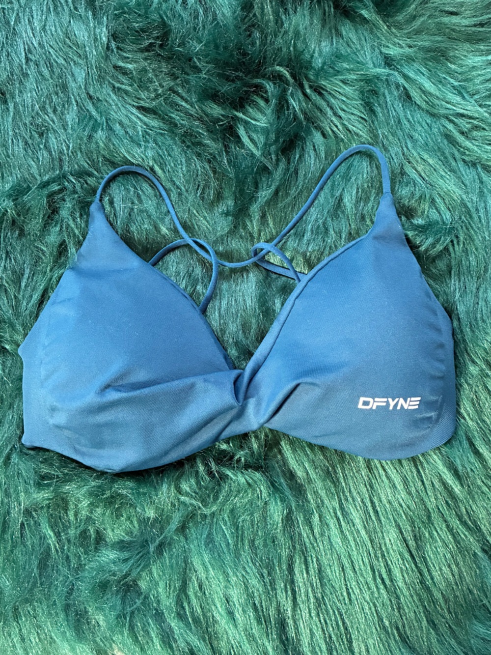 DFYNE | Vision Twist Front Sports Bra | Petrol Blue